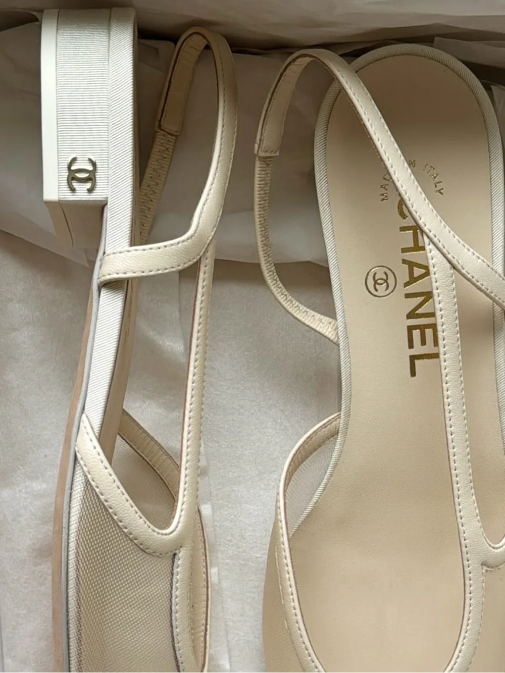 CHANEL mesh slingbacks